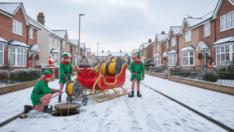 Laying fiber at Christmas time - image by Nano Banana